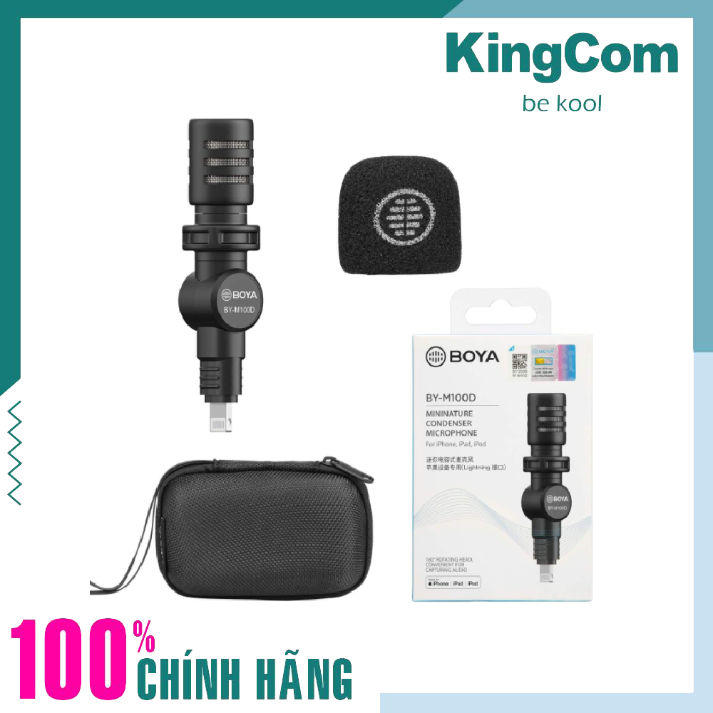 BOYA M100D, Micro Thu Âm Mini Cho Điện Thoại Iphone/Ipad - Hàng Chính Hãng