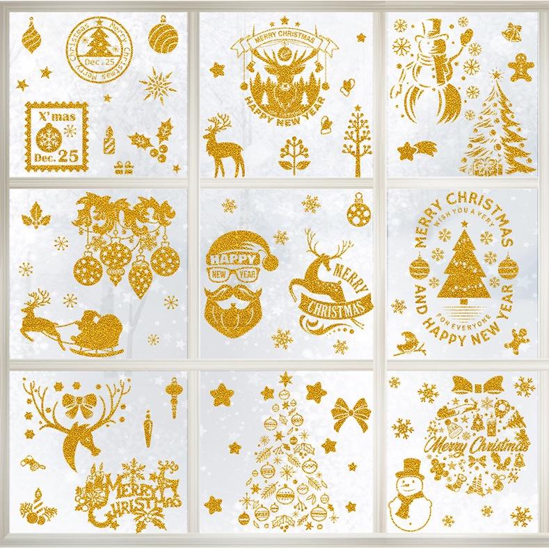 Decal Trang Trí Noel Hai Mặt Hít Tĩnh Điện - PHỤ KIỆN NOEL KIM TUYẾN NHIỀU MẪU