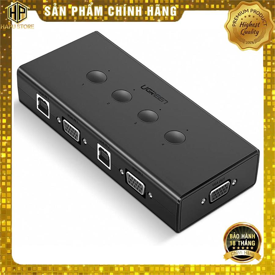 Bộ KVM 4 máy tính dùng chung 1 màn hình VGA Ugreen 50280 chính hãng- Hàng Chính Hãng