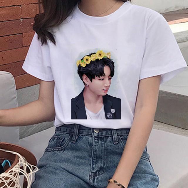 Áo Thun In Hình JungKook Kpop Đội Vương Miện Hoa Vàng