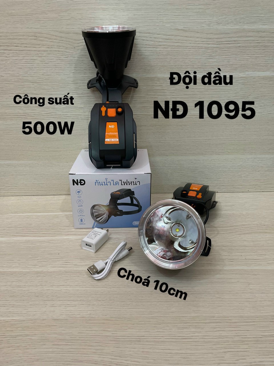 Đèn Pin Đội Đầu Siêu Sáng, công suất 500W NĐ 1095 (chóa 10cm ) NĐ 1103 ( chóa 11 cm )