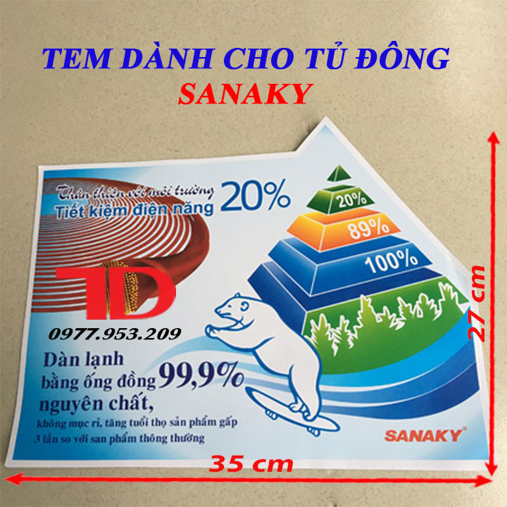 Tem dành cho tủ đông SANAKY loại đại mẫu 3