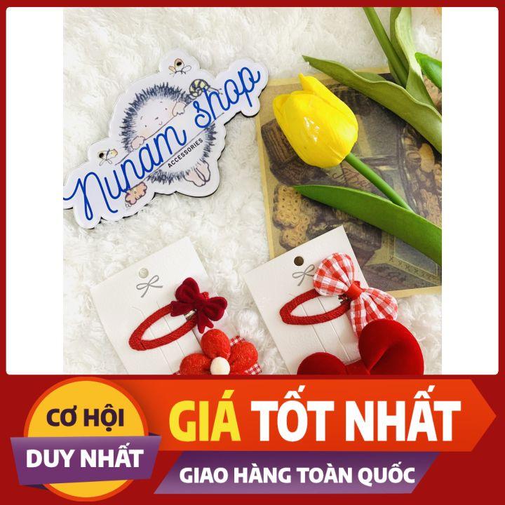 Set 2 - Kẹp tóc nơ đỏ rực rỡ công chúc xinh đẹp - Nunam shop kẹp tóc tiểu thư đẹp cute