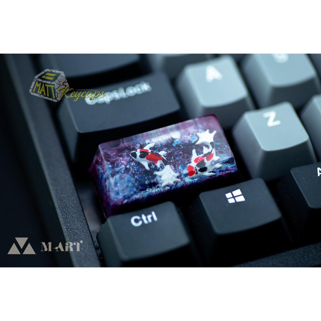 Keycap cá koi 2U trang trí bàn phím cơ (tone đỏ đen, tím)