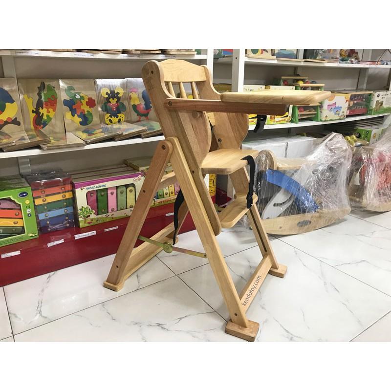 Ghế ăn bột cao cấp cho bé bằng gỗ tự nhiên có đai an toàn và tăng giảm chiều cao dễ dàng 3 nấc  | Ghế ăn chịu lực cao