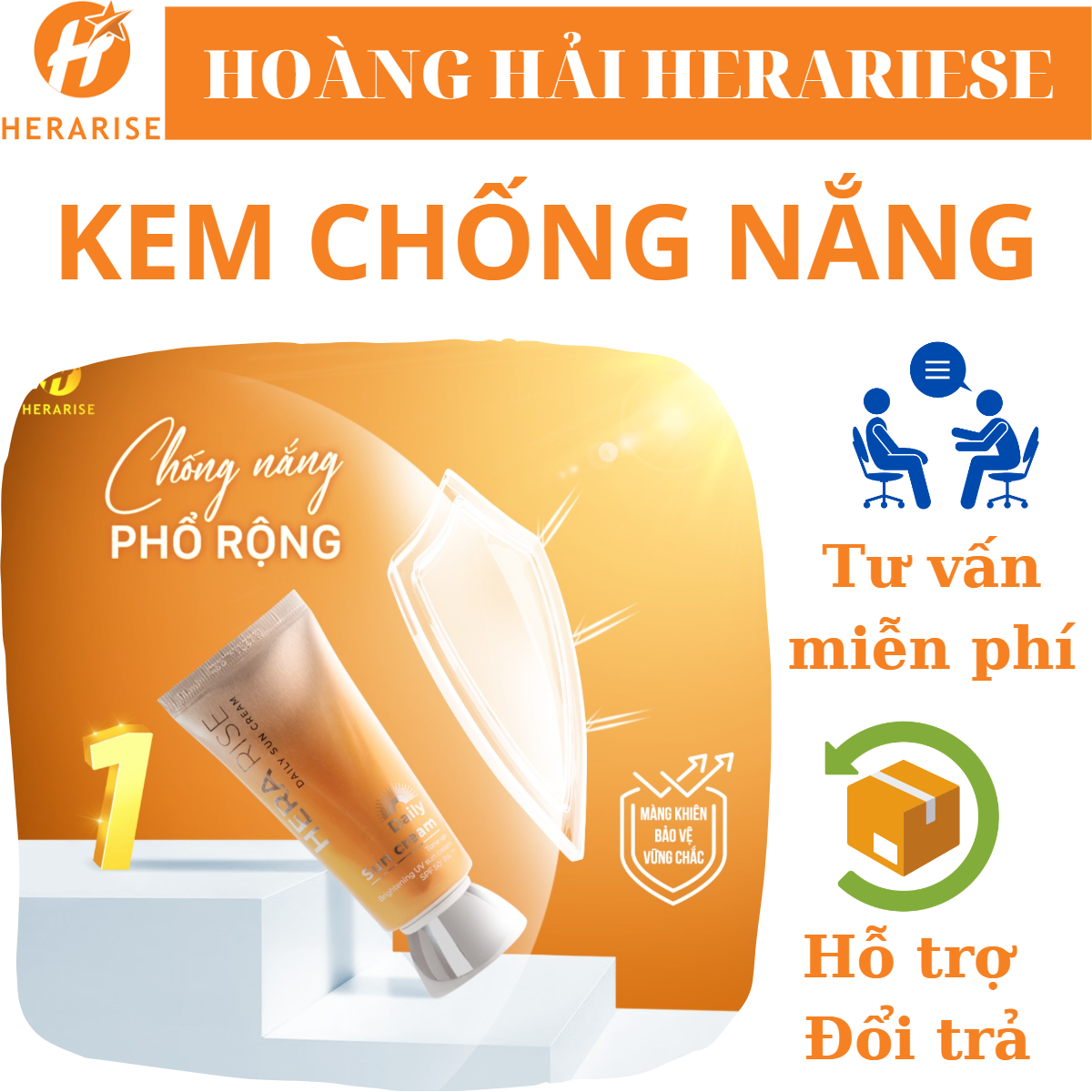 [Mua 2 Tặng 2] 2 Kem Chống Nắng Herarise Daily Sun Cream 45g + 2 Tẩy Trang Tinh Chất Trà Đen