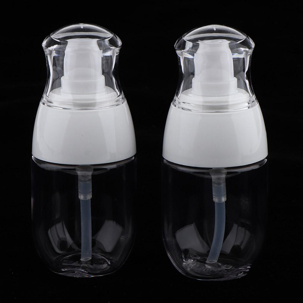 2Pcs Refillable Empty Cream Shampoo Lotion Pump Bottles with Cap 30ml