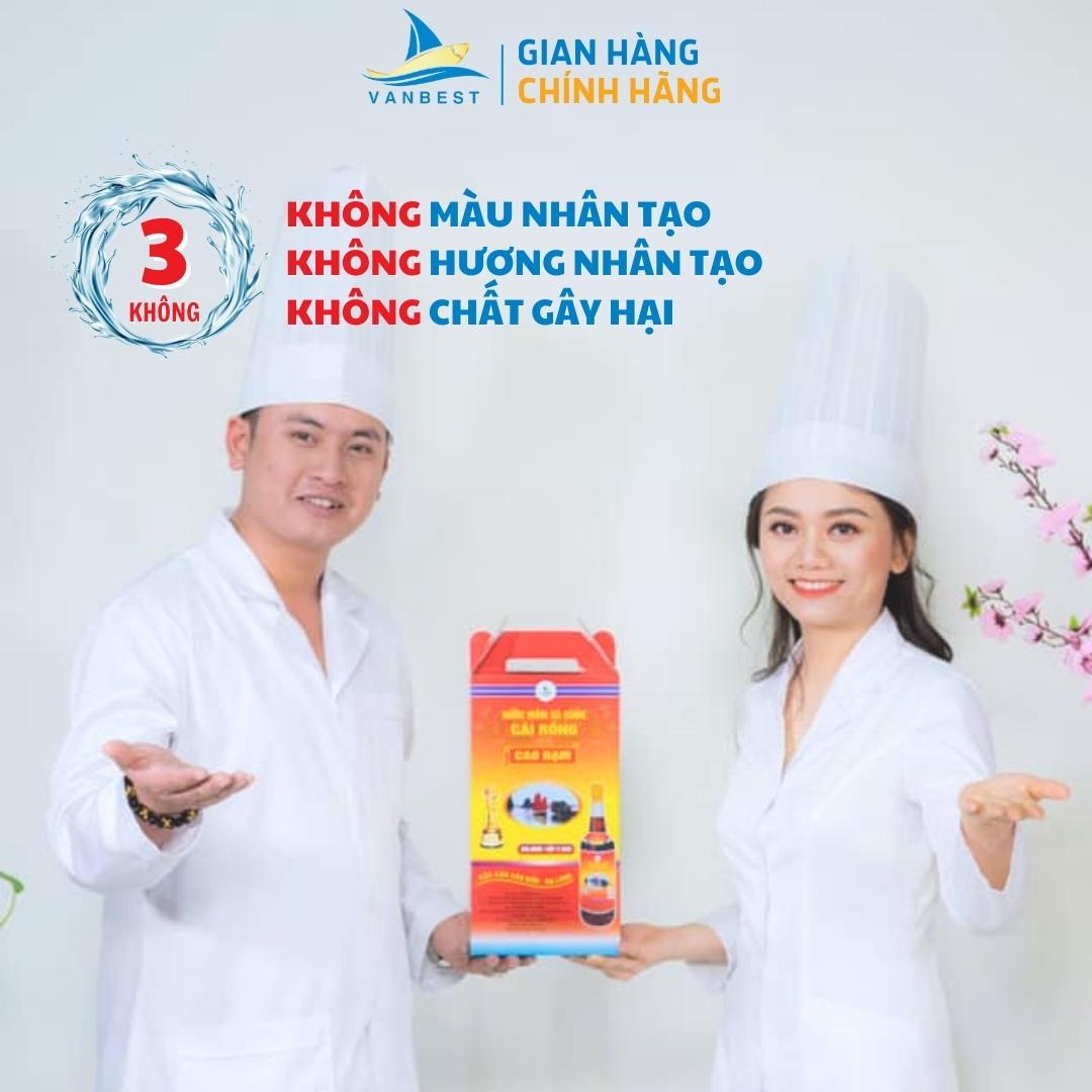 Nước mắm sá sùng Vân Đồn độ đạm 28N hộp 2 chai 700ml, nước mắm sá sùng an toàn cho sức khỏe nấu mọi món ăn Vanbest đặc sản Quảng Ninh