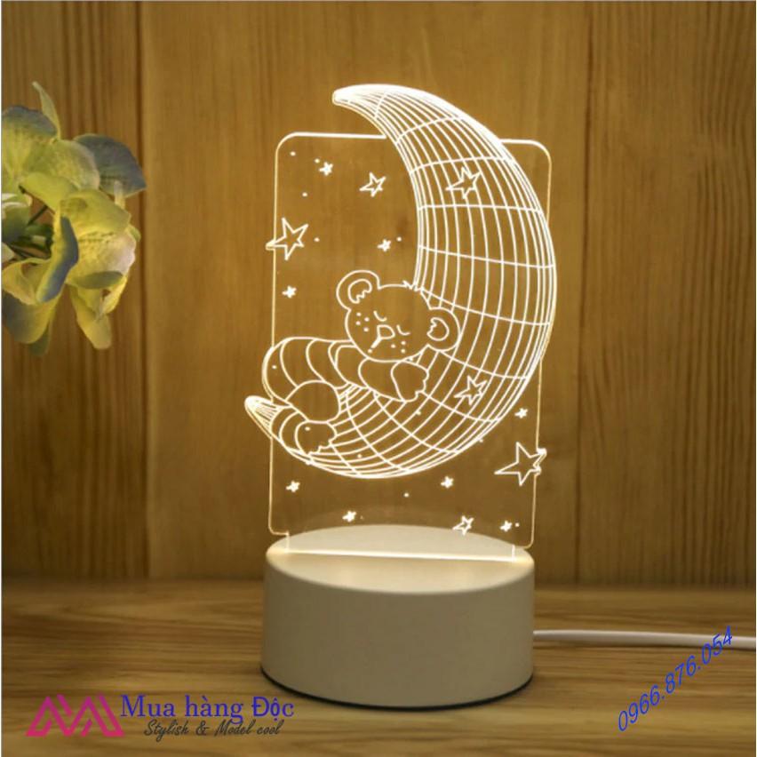 Đèn quà tăng Led sáng tạo 3D trăng tình yêu