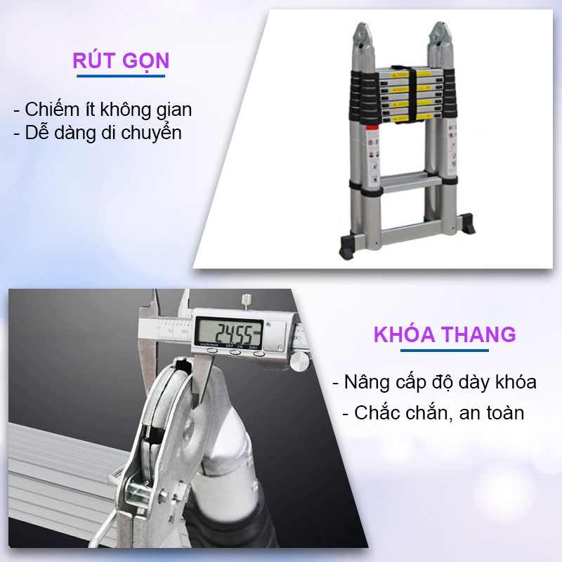 Hình ảnh Thang Nhôm Rút Đa Năng 3m8 NKT-AI38E - Hàng Chính Hãng NIKITA - Công Nghệ Tiên Tiến Nhật Bản - Tiêu Chuẩn Châu Âu