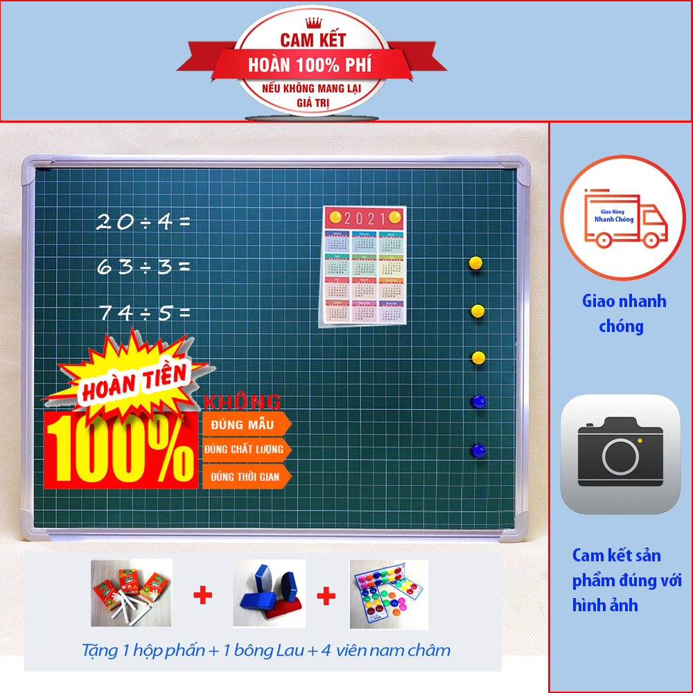 Bảng Từ Xanh Hàn Quốc Kích Thước: 80x120 cm Mặt Bảng Viết Đẹp, Ít Bụi. Sử Dụng Trong Trường Học, Trung Tâm