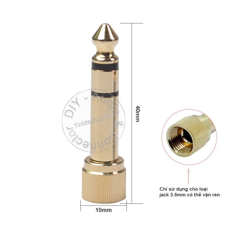 Giắc chuyển 6.5 sang 3.5 có ren vặn dùng cho tai nghe DJ 1 chiếc - Adapter 6.5mm Stereo Male to 3.5mm Female with screw thread gold plated