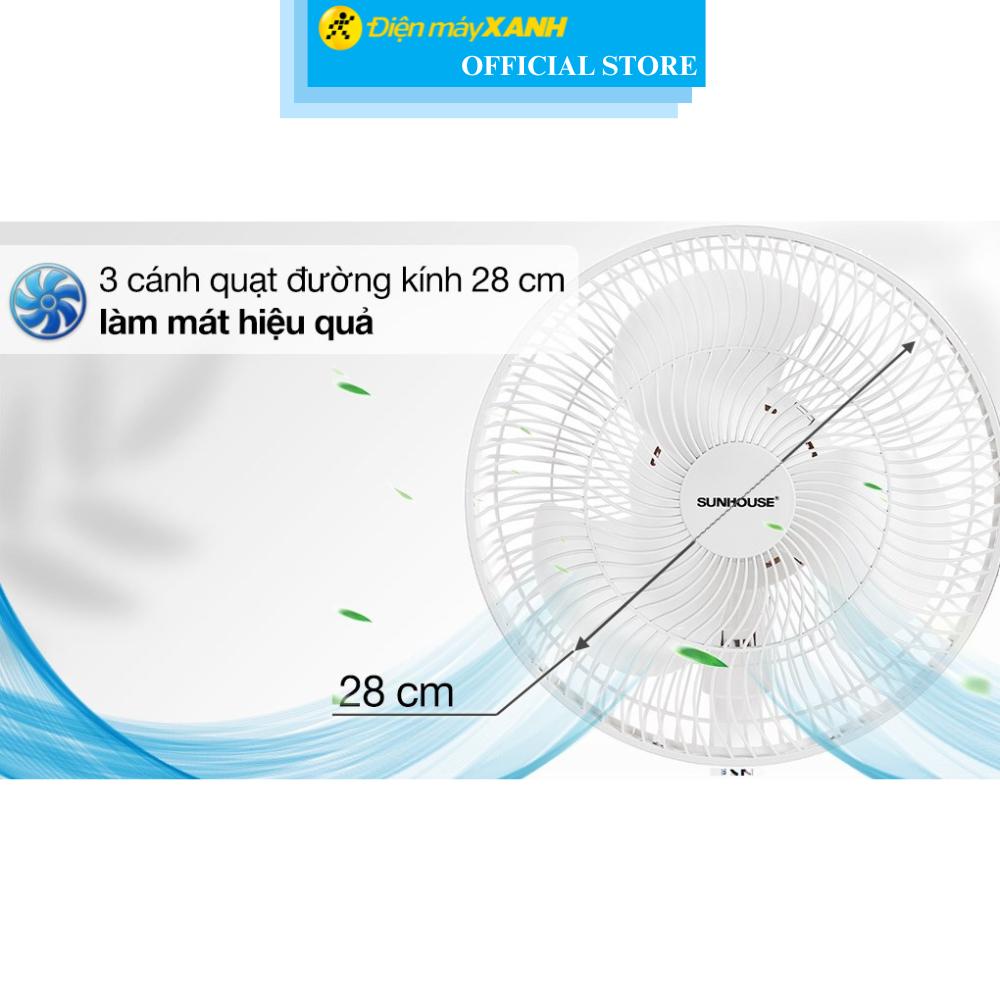 Quạt sạc điện Sunhouse 3 cánh SHD7115 15W - Hàng Chính Hãng