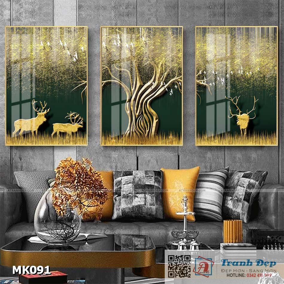 Bộ 3 tranh mica cao cấp Hươu rừng - MK091