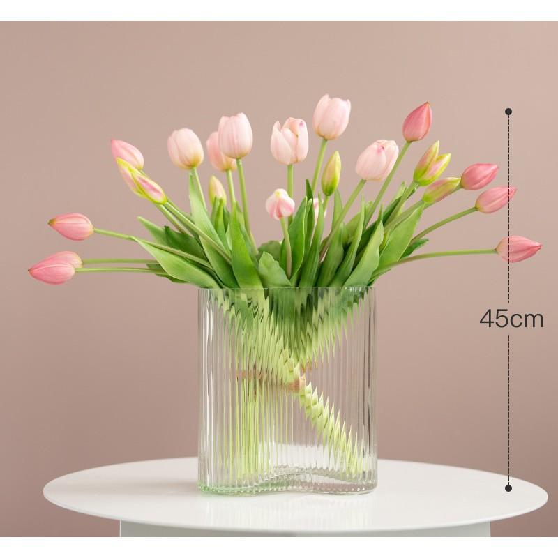 Hoa giả, bó 5 bông tulip silicon loại cao cấp đẹp tự nhiên y thật trang trí phòng khách sang trọng TL-05