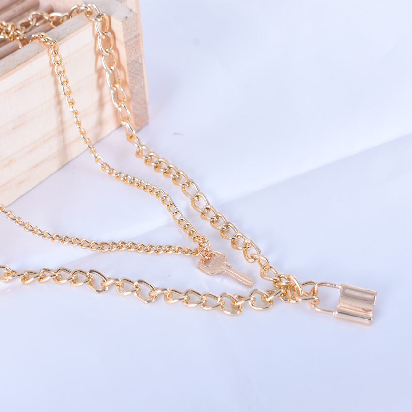 Dây chuyền 2 lớp sáng tạo, khóa và chìa khóa, DMA018