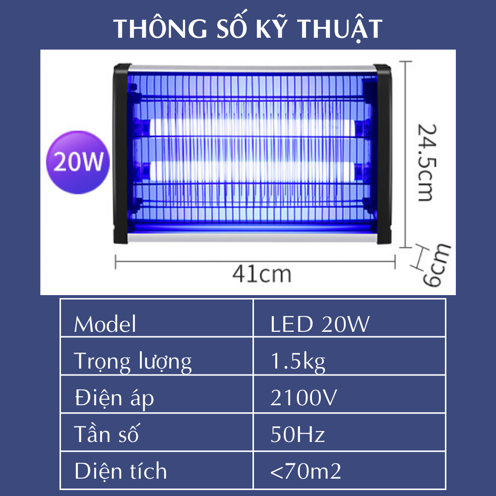 Đèn bắt muỗi và các loại côn trùng điện quang cao cấp CTFAST 02 - Máy diệt ruồi tự động bằng sóng ánh sáng, điện cao áp thiết kế lưới bảo vệ an toàn hoạt động êm ái, sử dụng tại nhà, cơ quan trường học