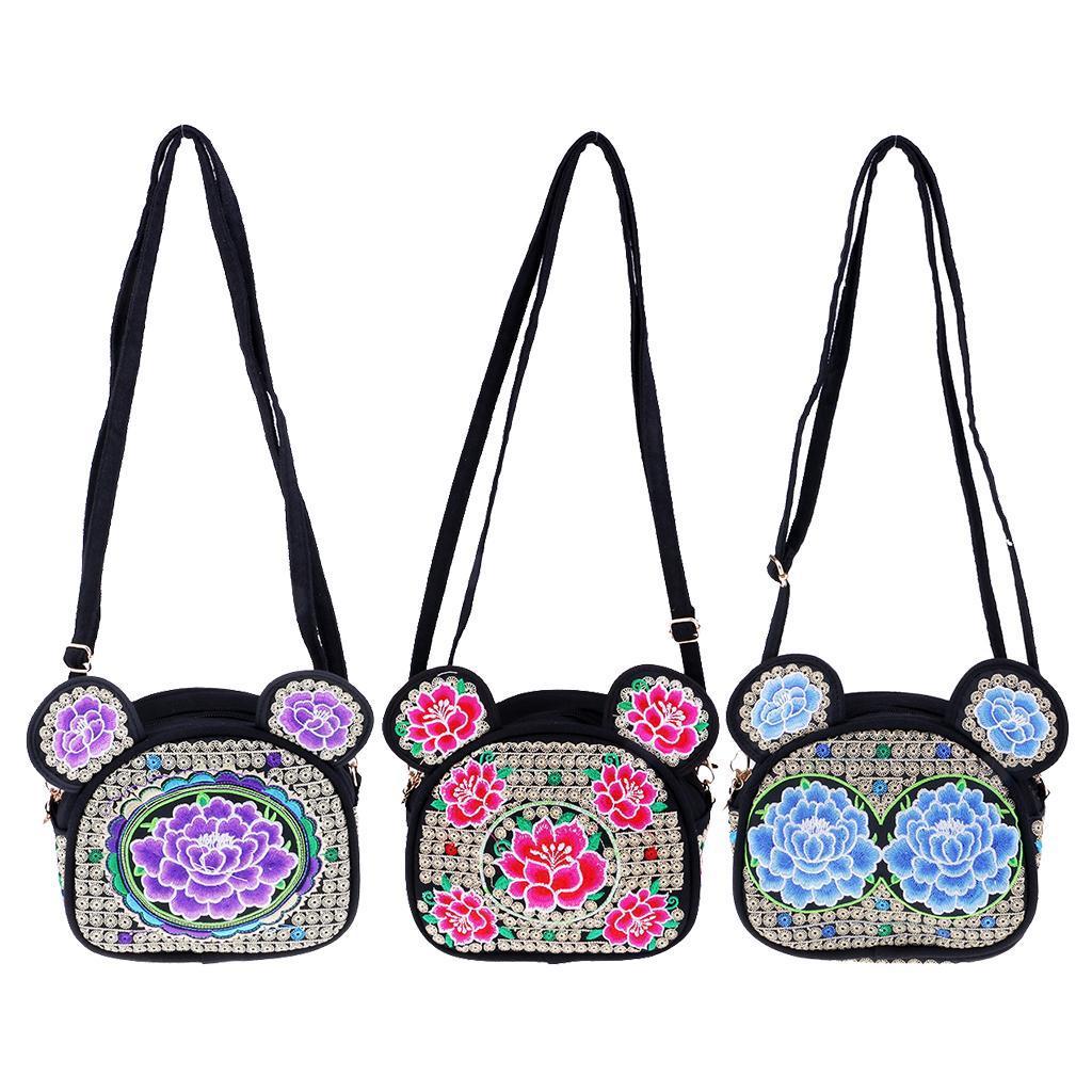 Peony Flower Embroidery Bag Retro Style Bag Embroidered Handbag Single Shoulder Female Shoulder Bag
