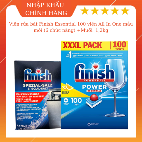 Combo Viên rửa bát Finish All in one 90 viên + Muối Finish 1,2kg