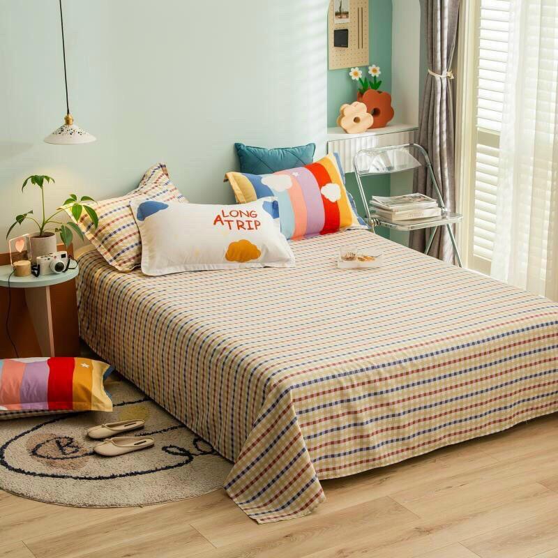 Bộ chăn ga gối 4 món cotton poly cầu vồng cao cấp phong cách Hàn Quốc