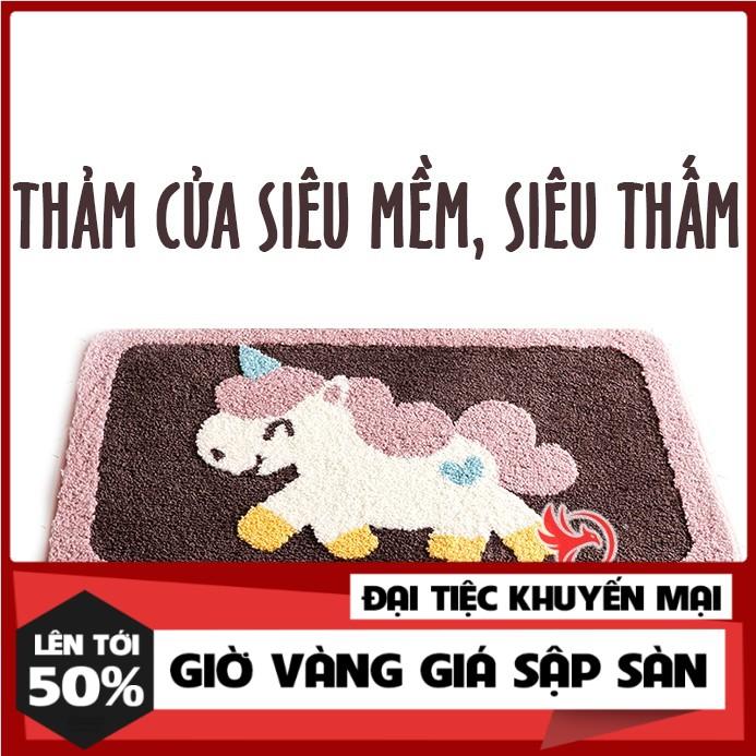 Thảm lau chùi chân siêu thấm hút nước nhà tắm cửa ra vào chống trơn trượt cotton mềm cute dễ thương 40x60cm