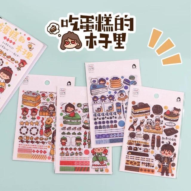 Set 4 tờ stickers dễ thương cuộc sống của BENZILI / trang trí nhật ký / ghi chép / DIY