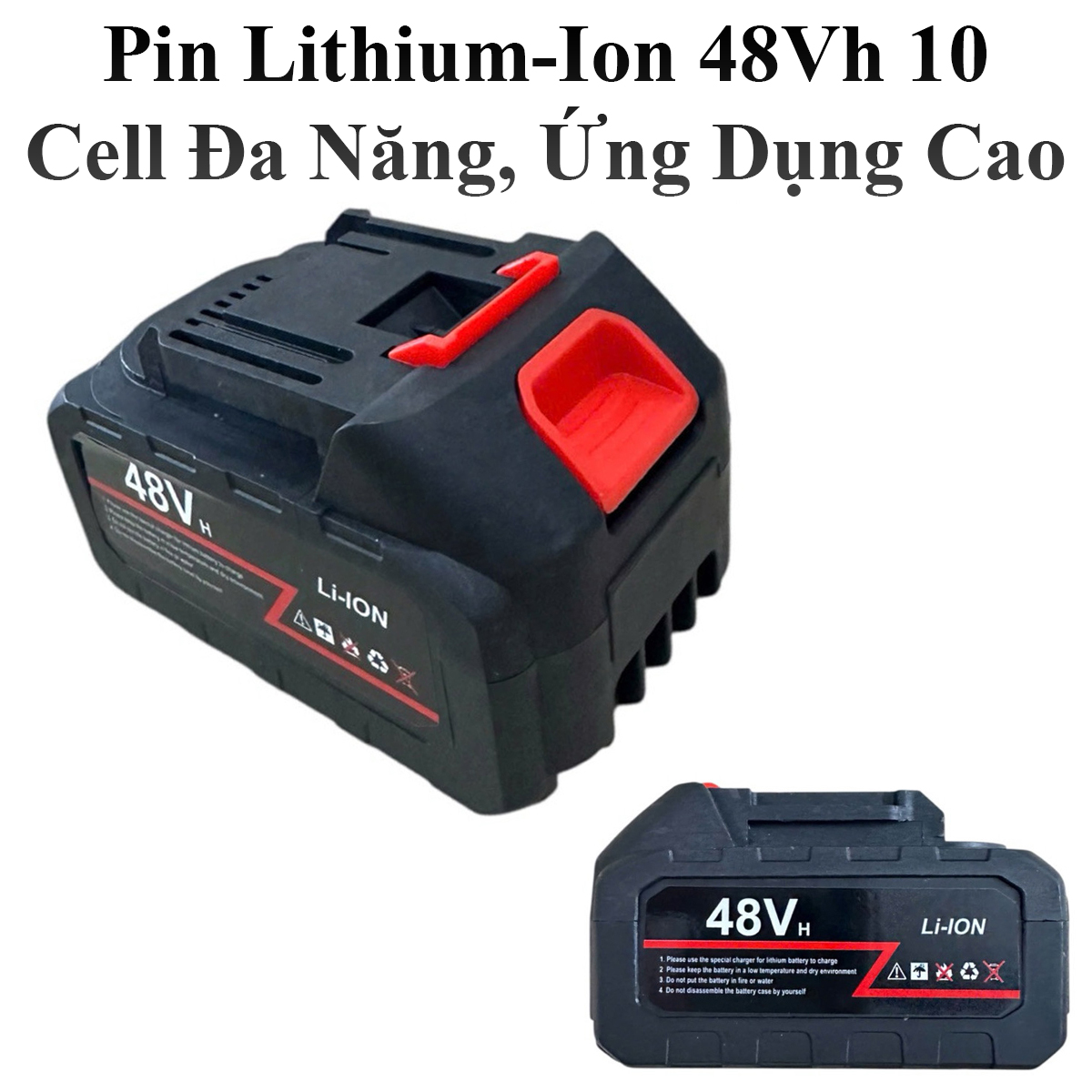 Pin Lithium-Ion 48Vh 10 Cell Dùng Cho Máy Cầm Tay, Máy Khoan, Quạt Lồng Sắt