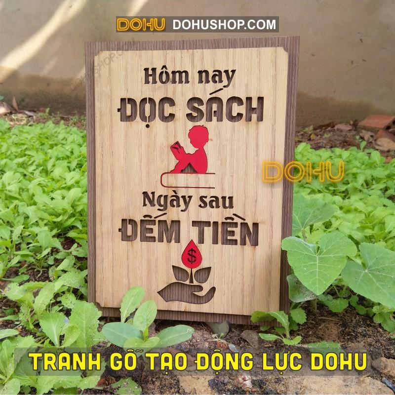 Tranh Gỗ Tạo Động Lực DOHU211: “Hôm nay đọc…, ngày mai đếm... ” - Phong cách Vintage Giá Xưởng Siêu Rẻ