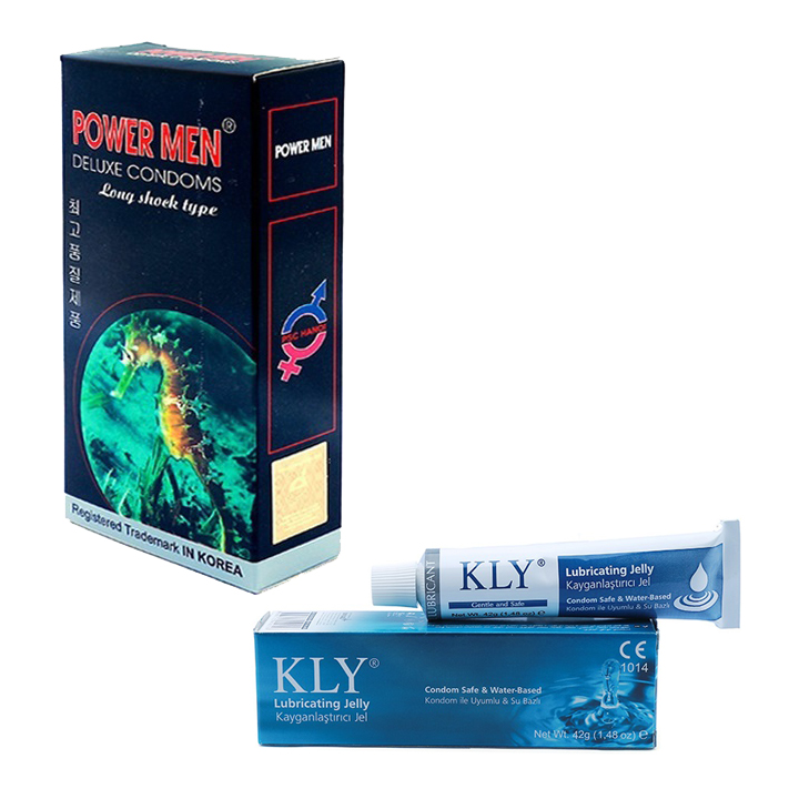 Bao cao su Powermen Cá ngựa 12 cái và 42gr Gel bôi trơn KLY