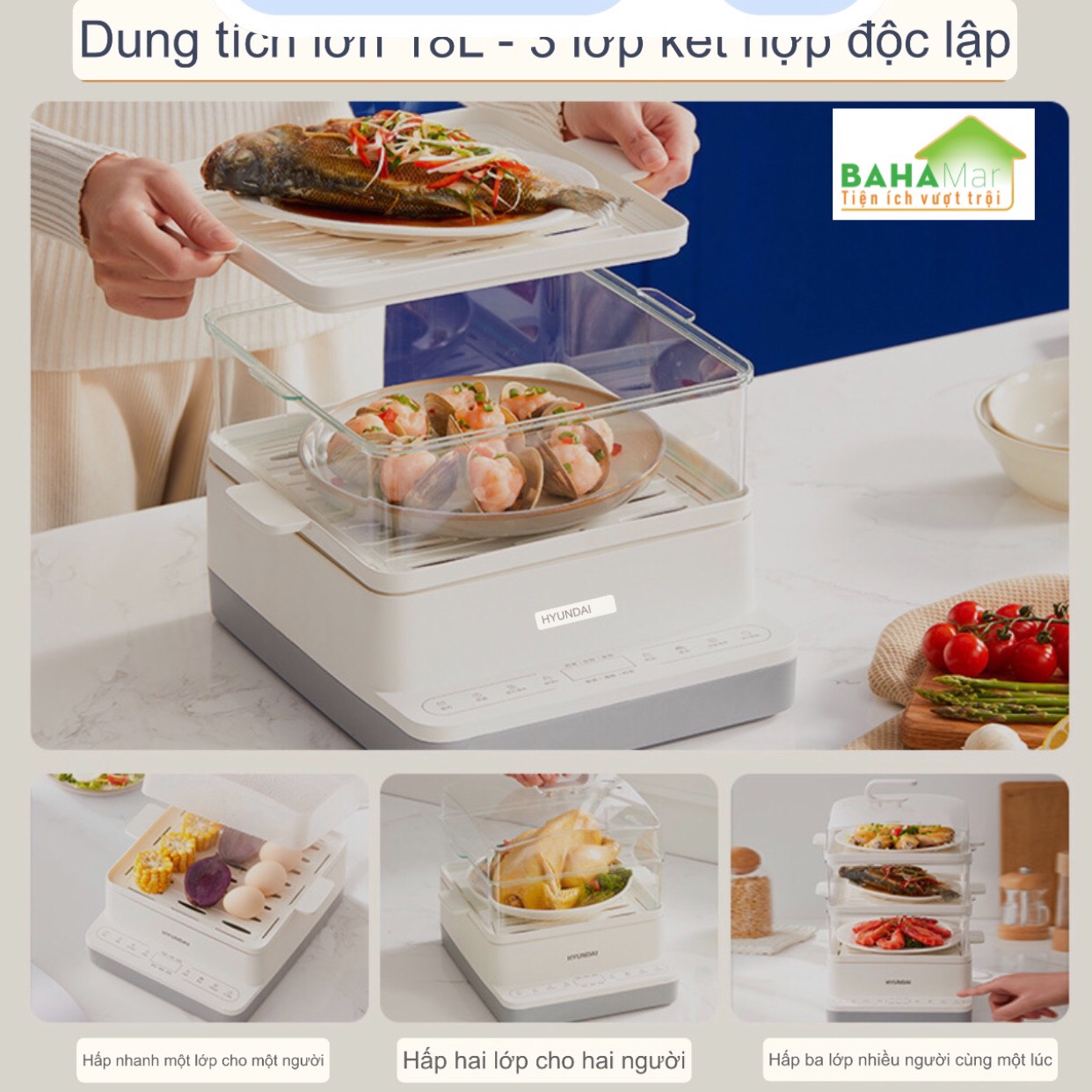 TỦ HẤP ĐIỆN ĐA CHỨC NĂNG 3 TẦNG 18L TỰ ĐỘNG NGẮT ĐIỆN &quot;BAHAMAR&quot; Đa chức năng Gia dụng, tự động ngắt điện