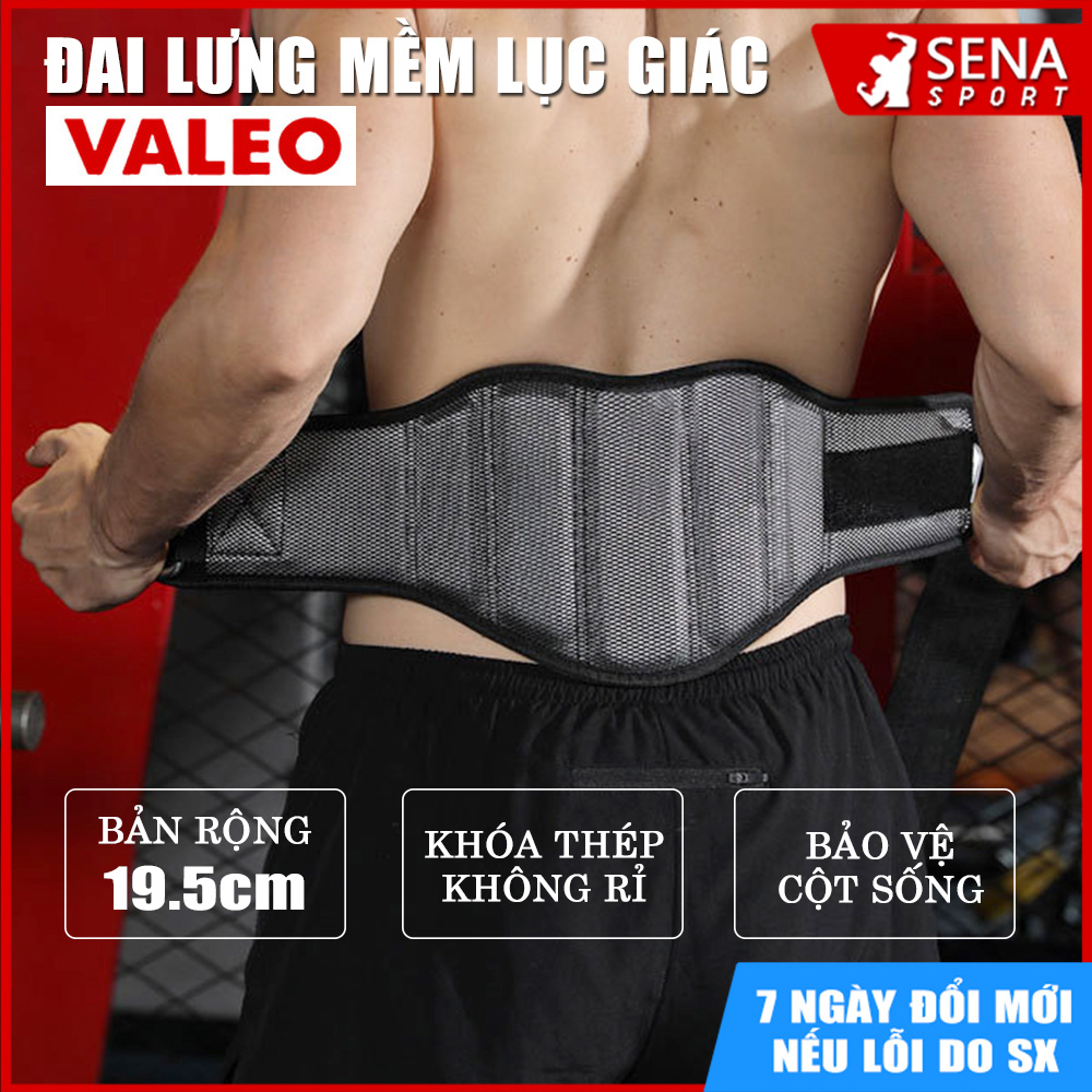 Đai Lưng Mềm Lục Giác Hỗ trợ tập Gym chính hãng VALEO Bản To 19.5cm