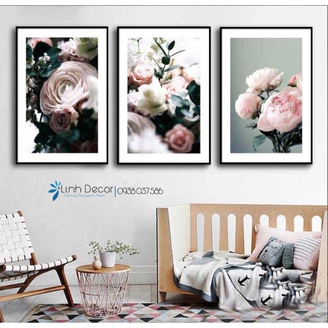 Bộ 3 tranh canvas Hoa hồng nghệ thuật