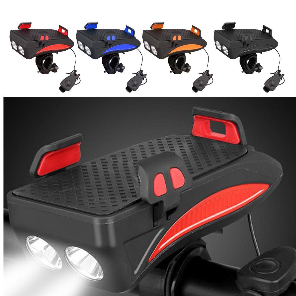 4-in-1 Bike Headlight Horn Hooter Bell Cycles Phone Holder Bracket