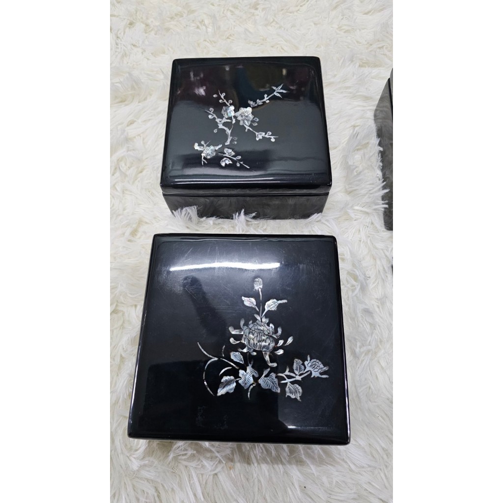 Hộp sơn mài cẩn ốc chìm cao cấp đa năng đựng đồ vật nhỏ , làm quà tặng ý nghĩa size 14x14x6cm