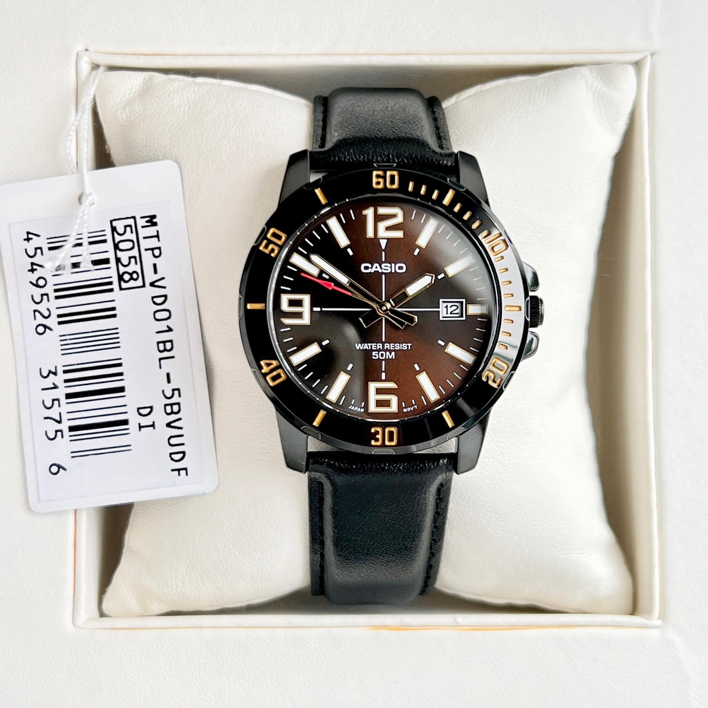 Đồng hồ nam dây da Casio Anh Khuê MTP-VD01BL-5BVUDF
