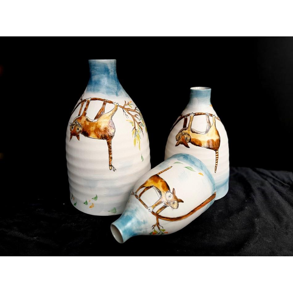 HOME DECOR - BỘ BÌNH TRANG TRÍ NHÀ CỬA HỌA TIẾT VẼ MÈO- SẢN XUẤT TẠI LÀNG GỐM SỨ TRUYỀN THỐNG BÁT TRÀNG