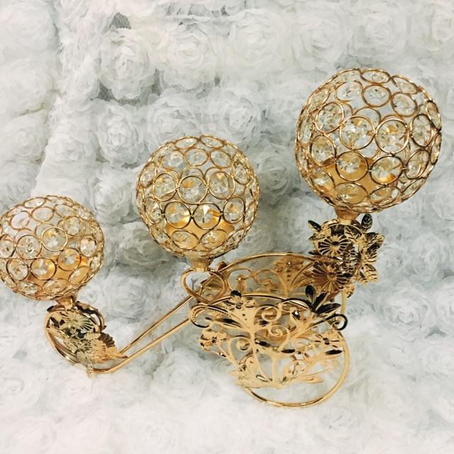 Chân nến trang trí đính đá ba tay