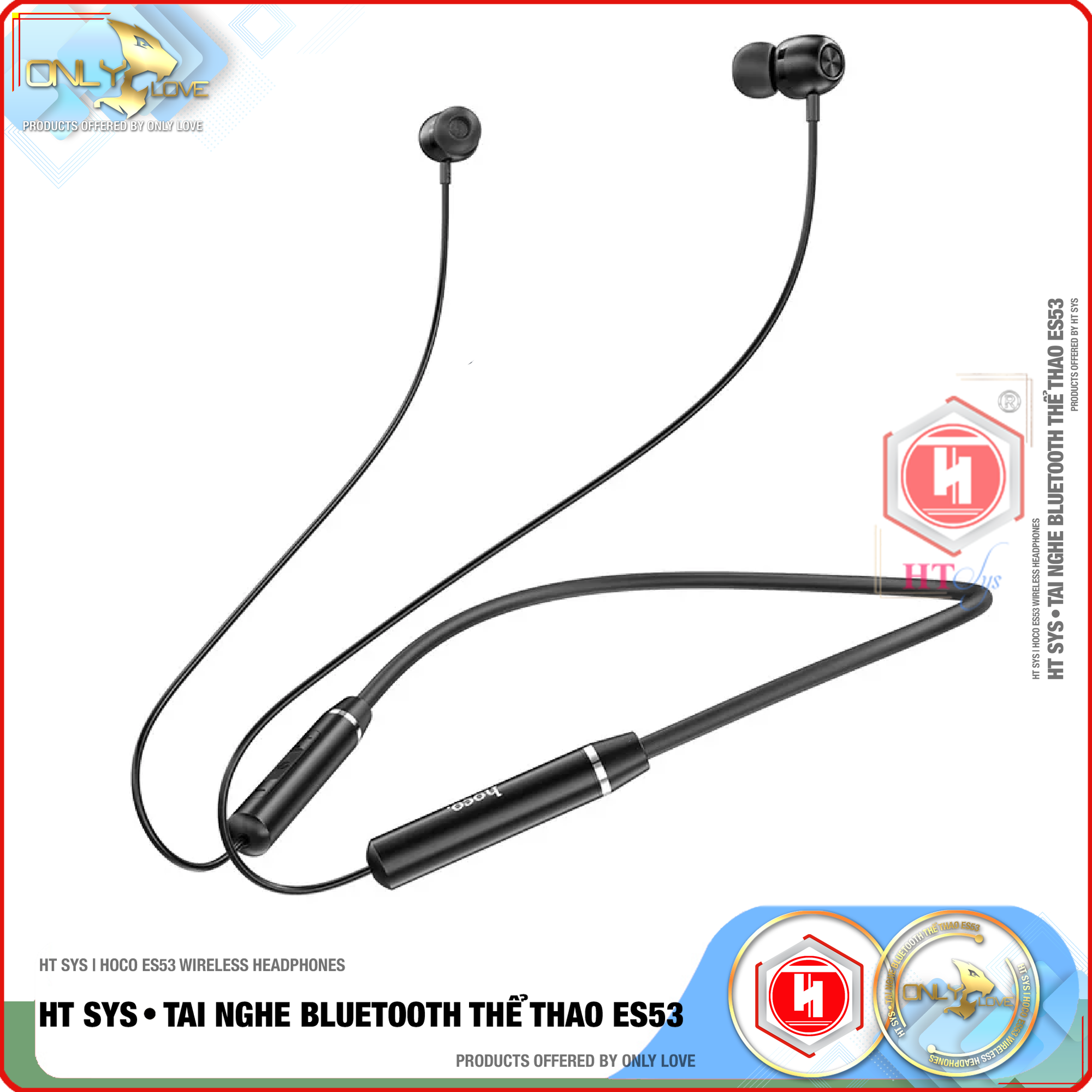 Tai Nghe Bluetooth Thể Thao HT SYS hoco ES53 Wireless Earphones - Thời Gian Đàm Thoại Và Nghe Nhạc 8H - Bluetooth V5.0 Chip JLAC6956A - Tương Thích Tất Cả Dòng Máy - Âm BASS Cực Hay - Hàng Nhập Khẩu