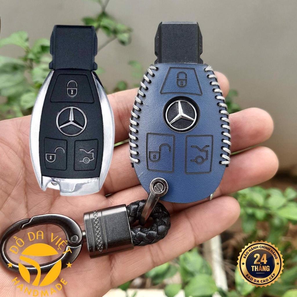Bao da chìa khoá Mercedes C class, E class, GLK, GLC, ML ... chìa mec bằng da bò, bảo hành 24 tháng, nhiều mầu,