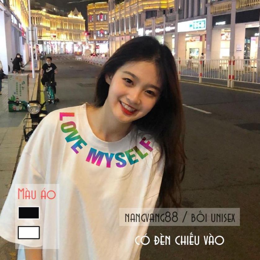 Áo Thun Tay Lỡ,áo phông nam nữ in Phản Quang 7 Màu Love Myself - Đen, Trắng TL123 Setstore