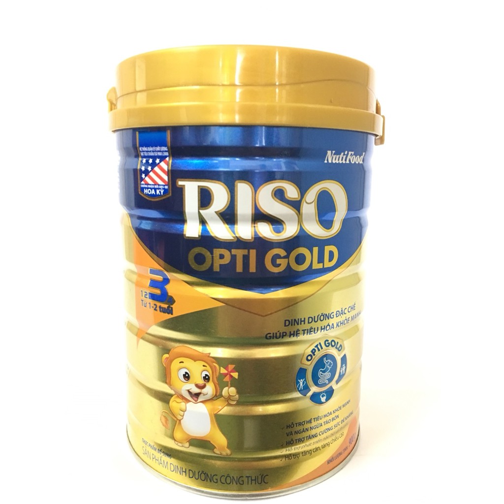 NutiFood RISO OPTI GOLD 3 Lon 900g Cho Trẻ Từ 1-2 Tuổi - Hàng Chính Hãng