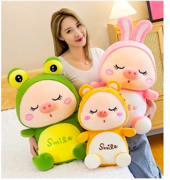 Thú nhồi bông heo Smile - Size từ 45cm đến 65cm - Quà tặng heo Smile nhồi bông dễ thương - Gối ôm mềm mịn cho bé