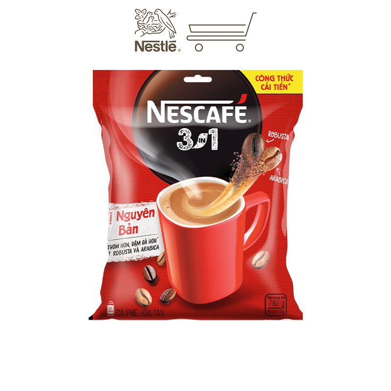 Combo 3 bịch cà phê NESCAFÉ 3IN1 VỊ NGUYÊN BẢN - công thức cải tiến (Bịch 46 gói x 16g)