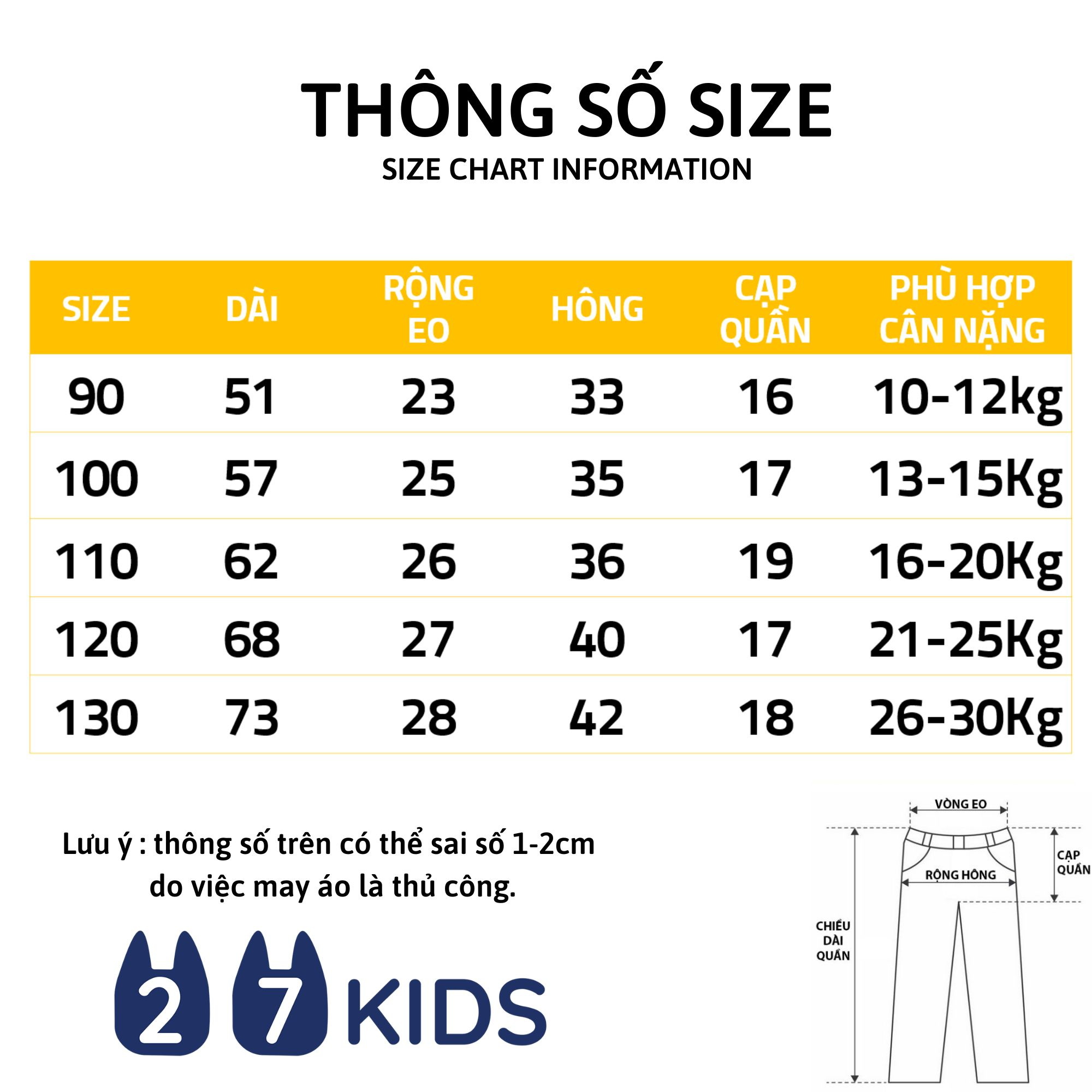 Quần jean dài bé trai 27Kids WELLKIDS quần bò mềm lưng chun nam cho trẻ từ 2-10 tuổi BLJE2