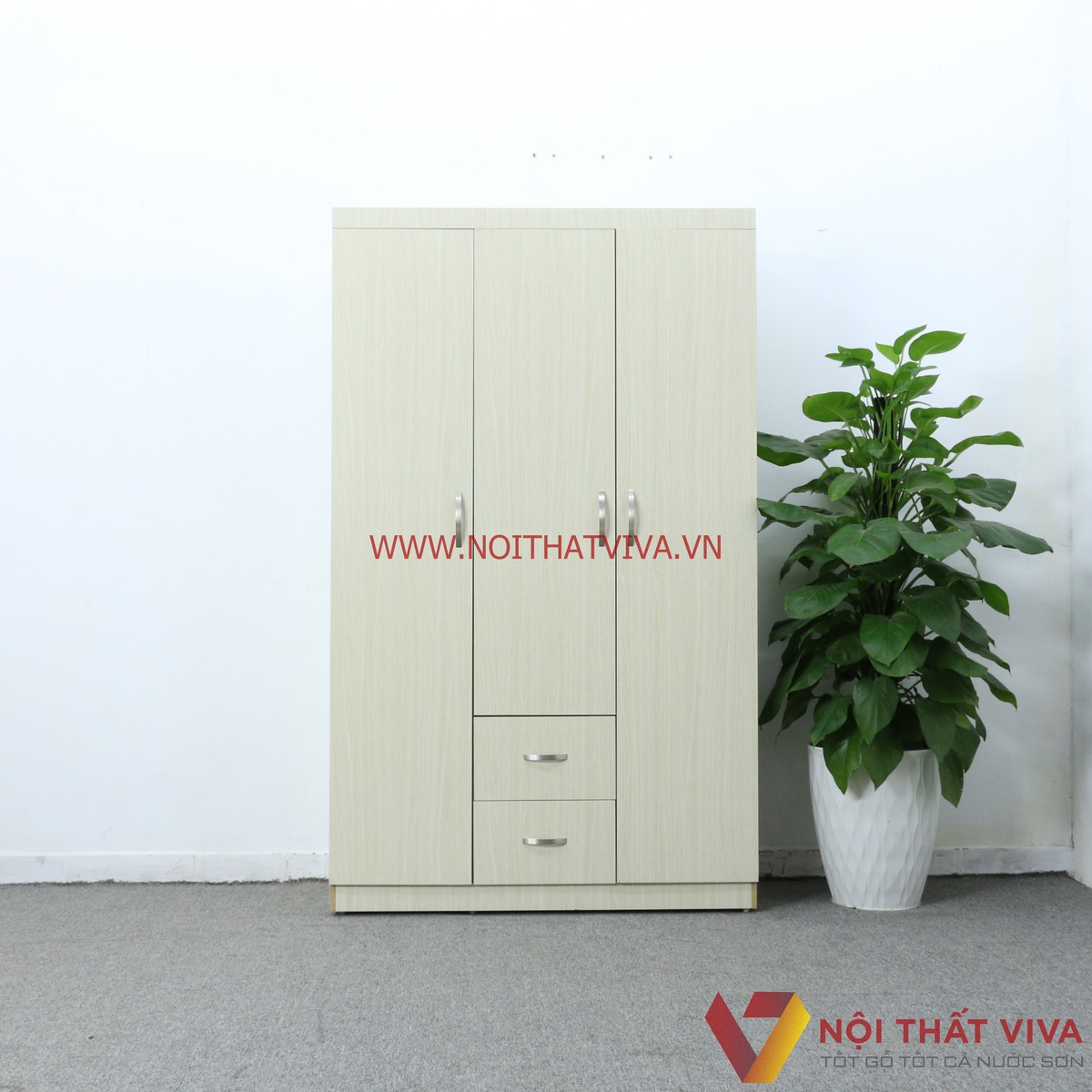 Tủ Áo Gỗ MDF 3 Cánh Melamine Màu Lim