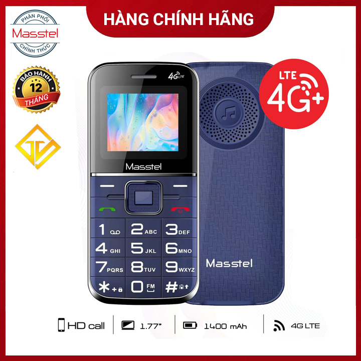 Điện thoại người già Masstel Fami 12S 4G(LTE) , Bàn phím chữ số to, Loa lớn , Máy viền thép chắc chắn - Hàng chính hãng