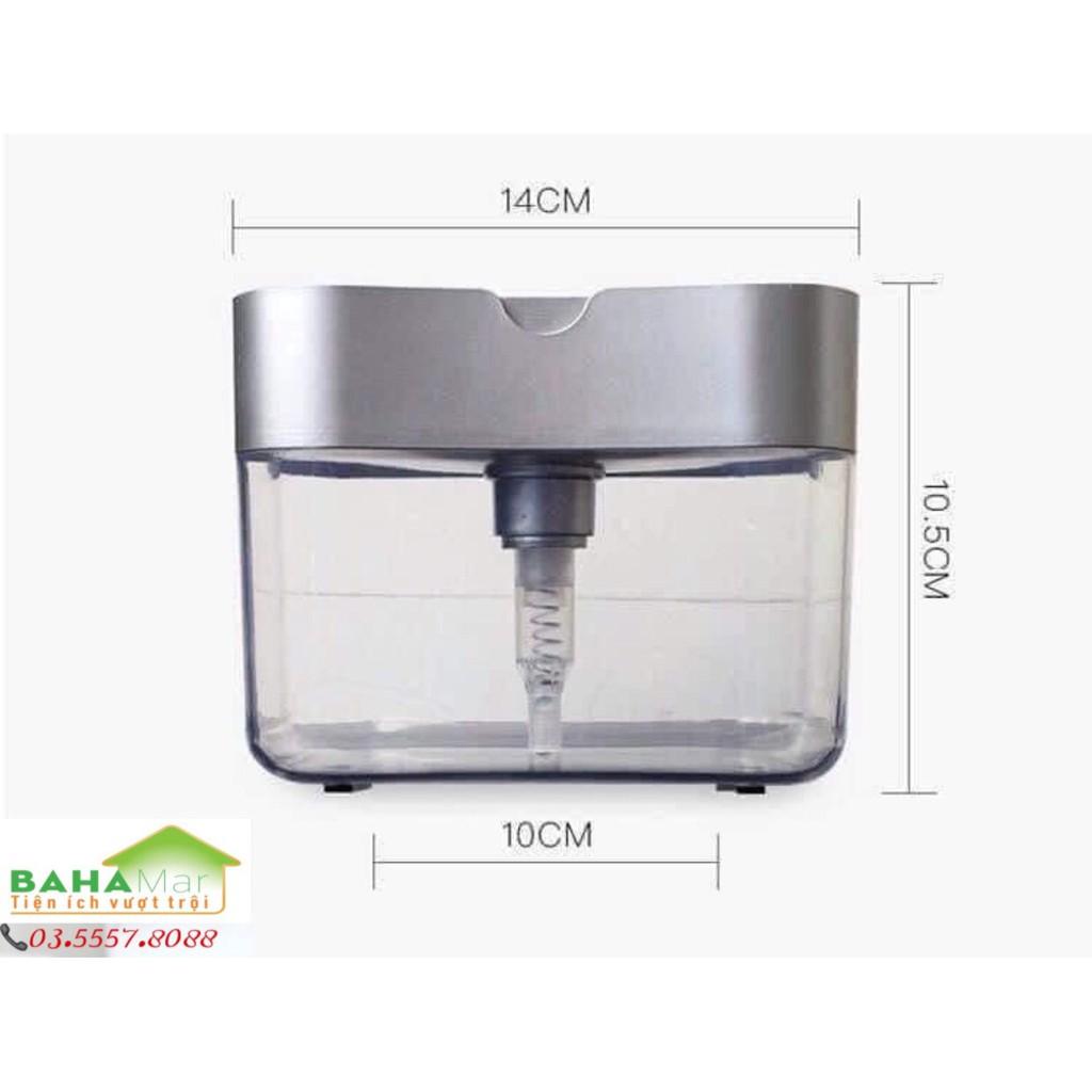 HỘP ĐỰNG NƯỚC RỬA BÁT CÓ VÒI BƠM VÀ KHAY ĐỰNG MIẾNG RỬA BÁT 2 IN 1 có tặng kèm miếng rửa chén bát