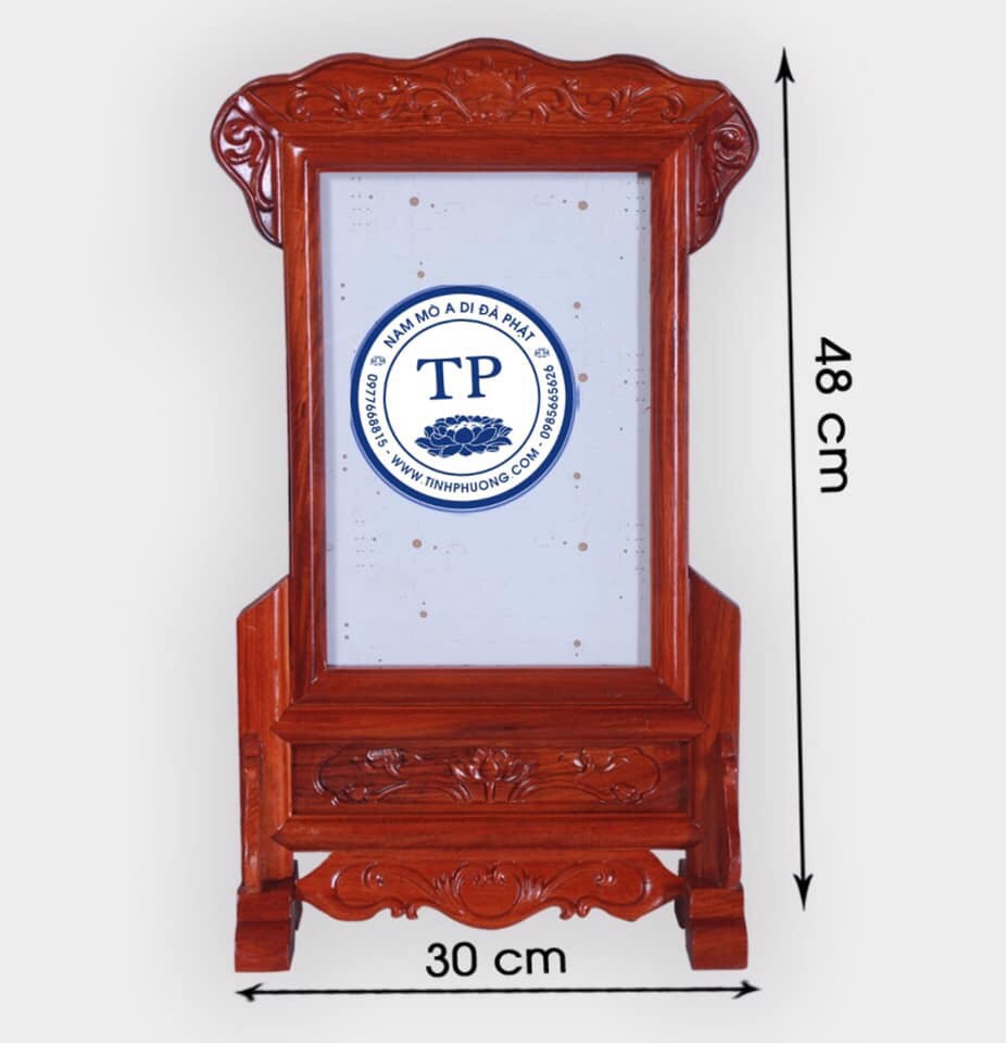 Khung ảnh thờ gỗ hương mẫu tiện sen khổ ảnh 20x30 BH10113