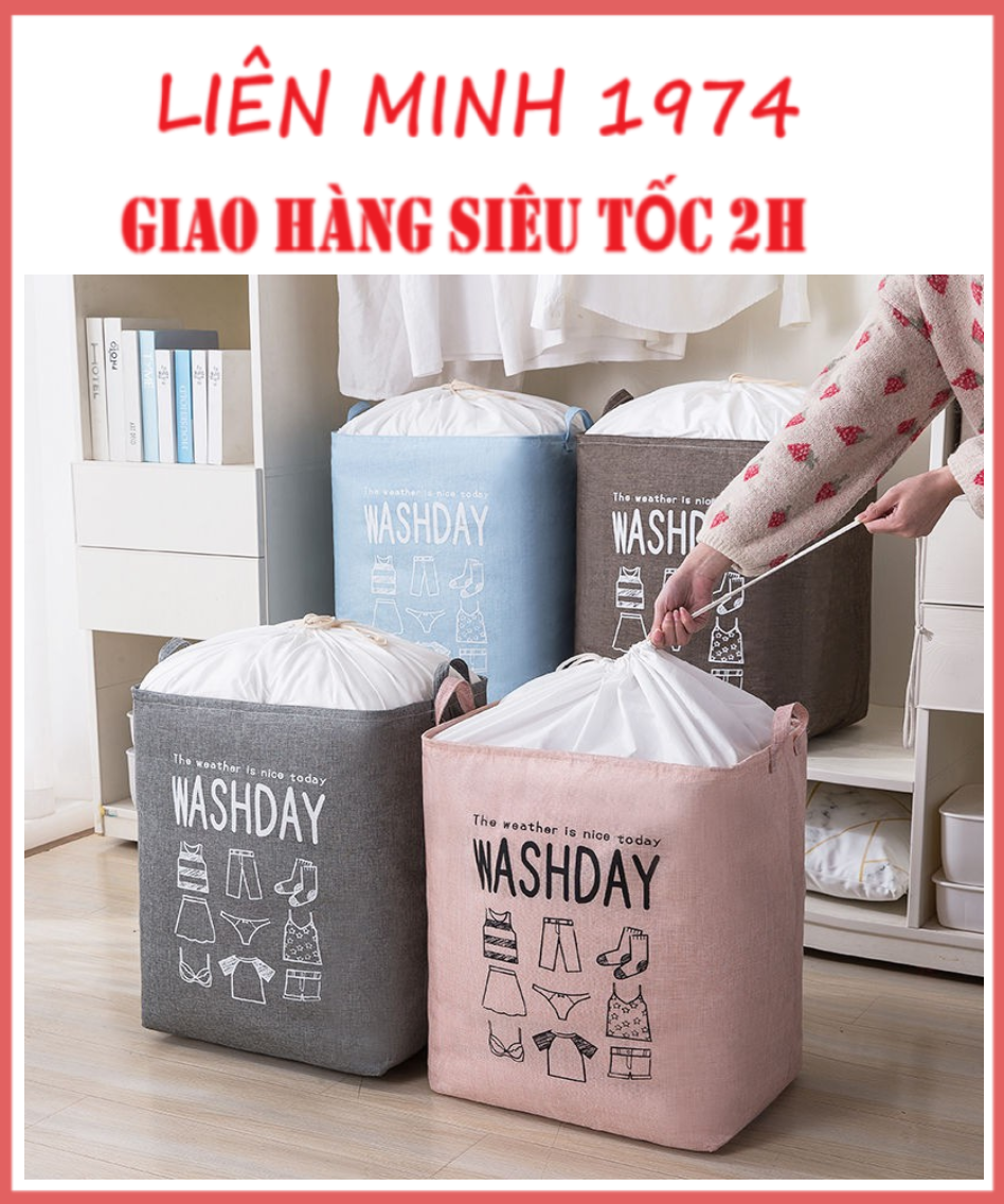 Giỏ đựng quần áo bằng vải cỡ lớn, túi đựng chăn màn đa năng washday