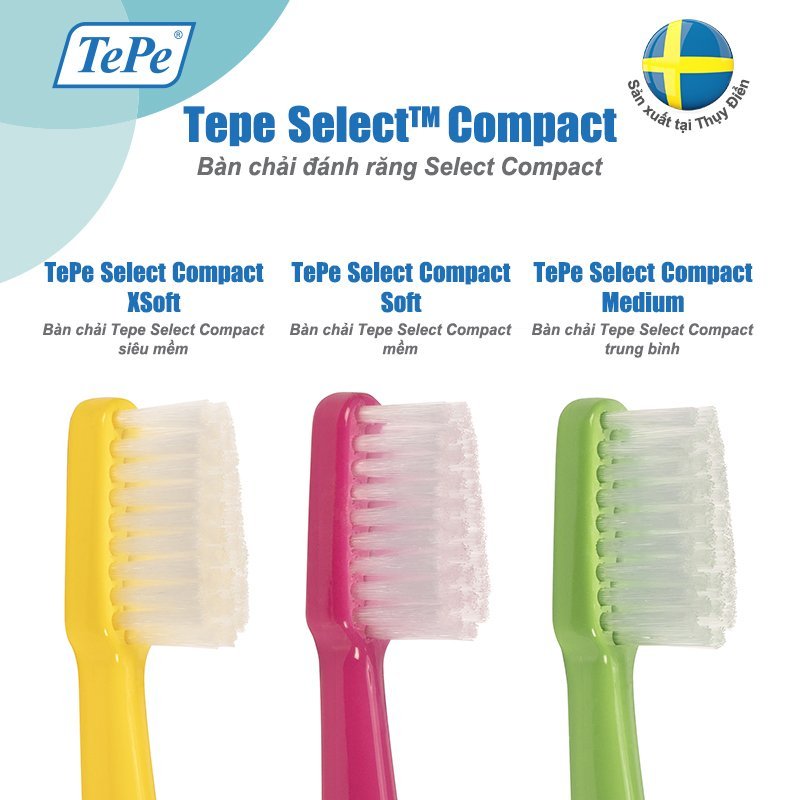 Bàn chải đánh răng mềm trẻ từ 5-12 Tepe Select Compact Soft nhiều màu